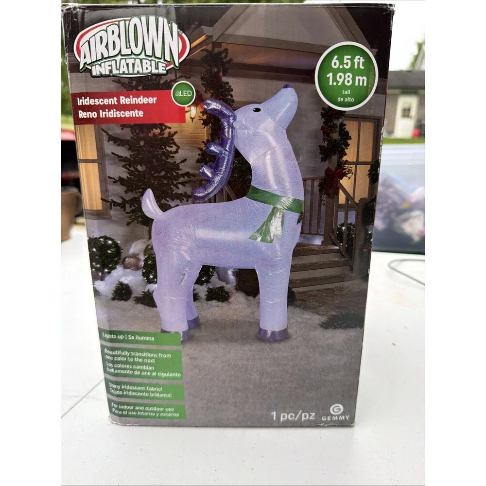 Gemmy Airblown 6.5 Ft Iridescent Reindeer LED Christmas Inflatable w/ Box Tested